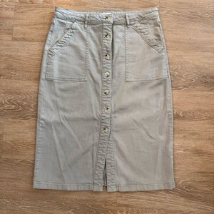 Thread and Supply Button-Front Denim Midi Skirt Size Lp